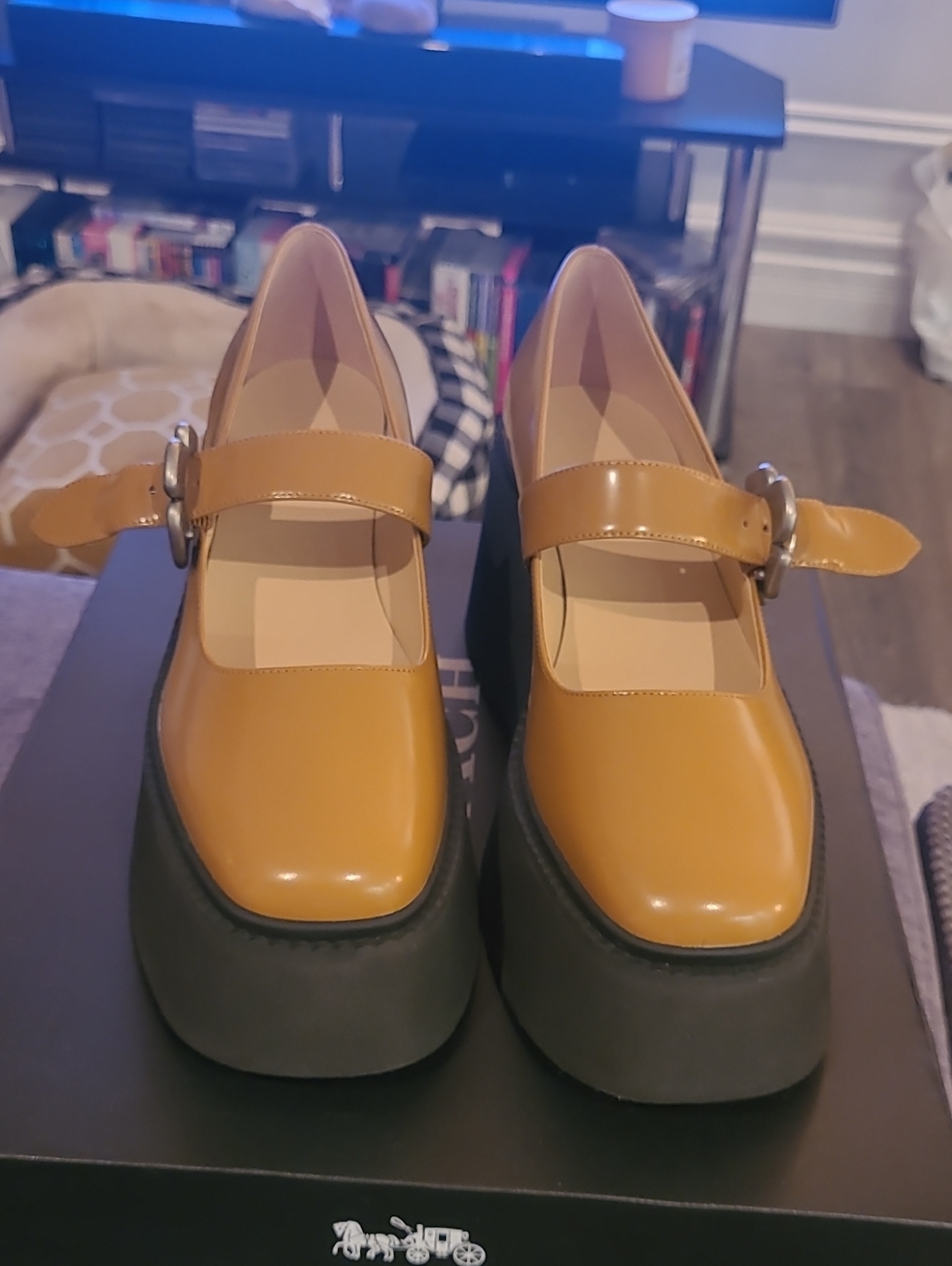 Coach Tea Rose Platform Mary Jane Flats